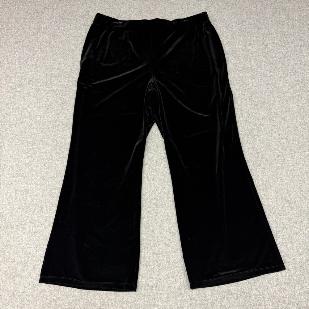 Susan Lawrence Woman Velvet Wide Leg Pants 2X Black Elastic Waist Stretch 73819